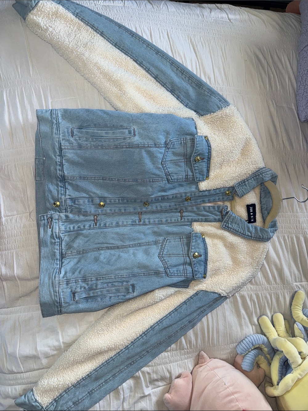 Kids Light Blue Denim & Cream Sherpa Jacket
